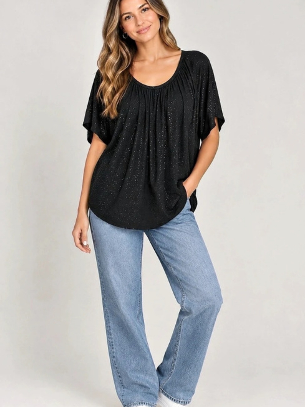 Women's Black Short Sleeve Blouse Like New